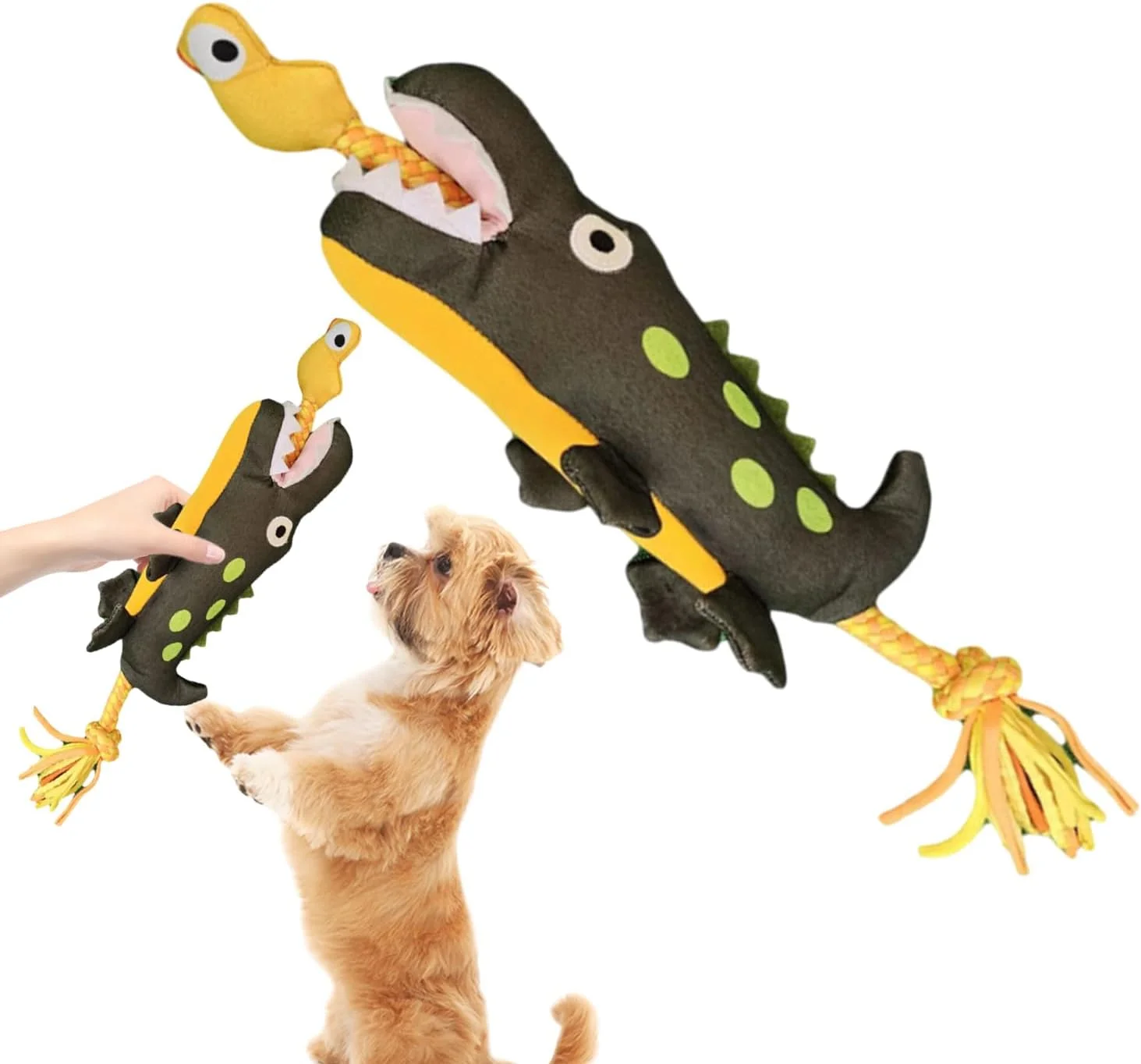 اسباب بازی جویدنی سگ - عروسک نرم کروکودیل و اردک، اسباب بازی های جویدنی سگ عروسک صدادار | برای پرتاب کردن، اتاق نشیمن، بالکن، حیاط، نژادهای کوچک، متوسط و بزرگ