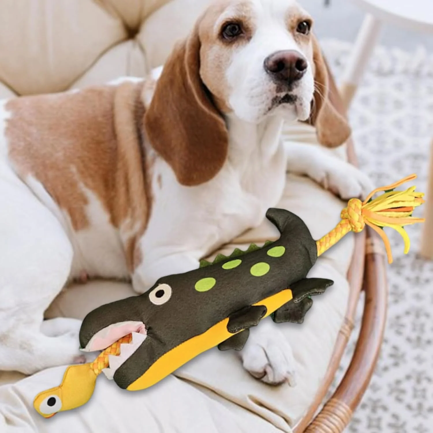 اسباب بازی جویدنی سگ - عروسک نرم کروکودیل و اردک، اسباب بازی های جویدنی سگ عروسک صدادار | برای پرتاب کردن، اتاق نشیمن، بالکن، حیاط، نژادهای کوچک، متوسط و بزرگ