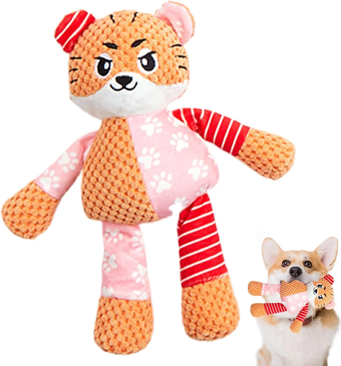 اسباب بازی سگ جیرجیرکی | جیرجیرک های چروک - اسباب بازی حیوانات خانگی جیرجیرکی - برای سگ های کوچک، متوسط و بزرگ، جویدن توله سگ، تمیز کردن دندان ها، سرگرم نگه داشتن آنها