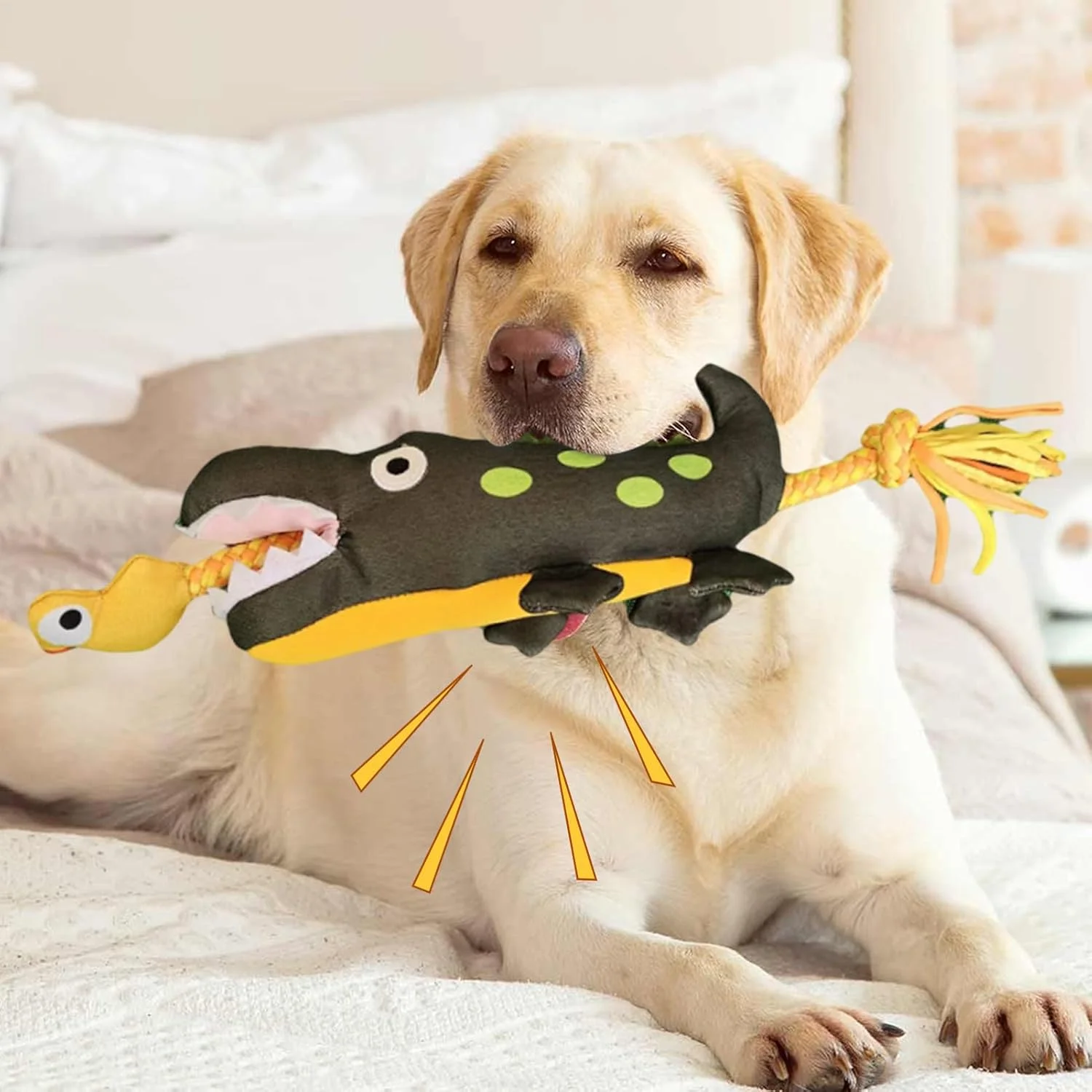 اسباب بازی جویدنی سگ - همراه حیوانات طناب کشی | عروسک صدادار اسباب بازی جویدنی سگ، برای پرتاب کردن، مناسب اتاق نشیمن، بالکن، حیاط، نژادهای کوچک، متوسط و بزرگ