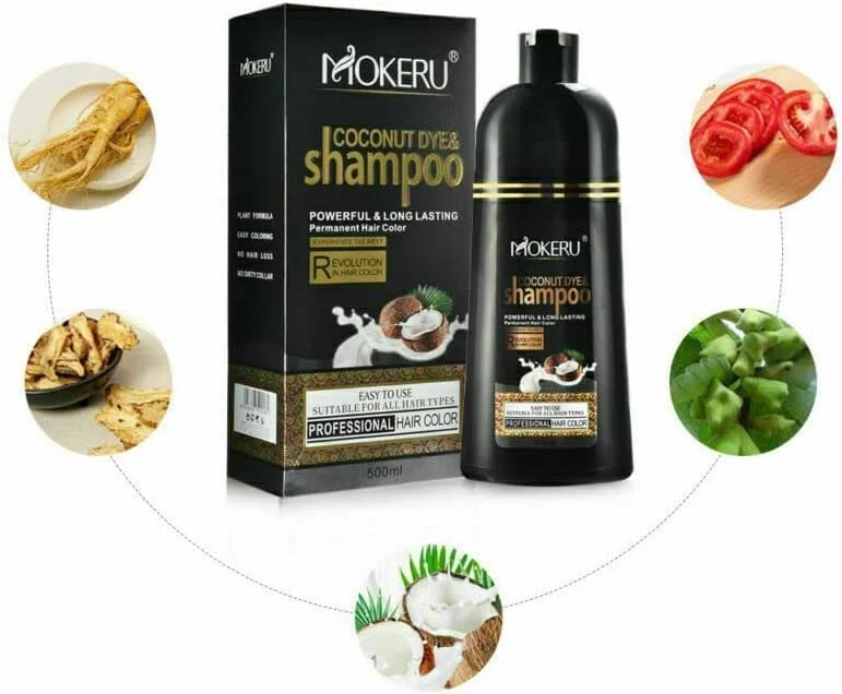 شامپو رنگ موی روغن آرگان و نارگیل حرفه ای MOKERU، 500 میلی لیتر: عملکرد سریع و ماندگاری طولانی برای رنگ آمیزی موهای سفید در عرض چند دقیقه - مشکی، 473 میلی لیتر (بسته 1 عددی) شامپو رنگ موی روغن آرگان و نارگیل حرفه ای MOKERU، 500 میلی لیتر: عملکرد سریع و ماندگاری طولانی برای رنگ آمیزی موهای سفید در عرض چند دقیقه - مشکی، 473 میلی لیتر (بسته 1 عددی)