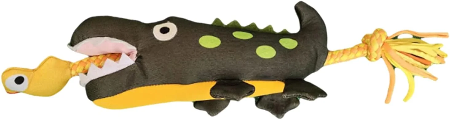 اسباب بازی جویدنی توله سگ - دندان گیر طرح کروکودیل و اردک، عروسک صدادار اسباب بازی جویدنی سگ - برای پرتاب کردن، اتاق نشیمن، بالکن، حیاط، نژادهای کوچک، متوسط و بزرگ