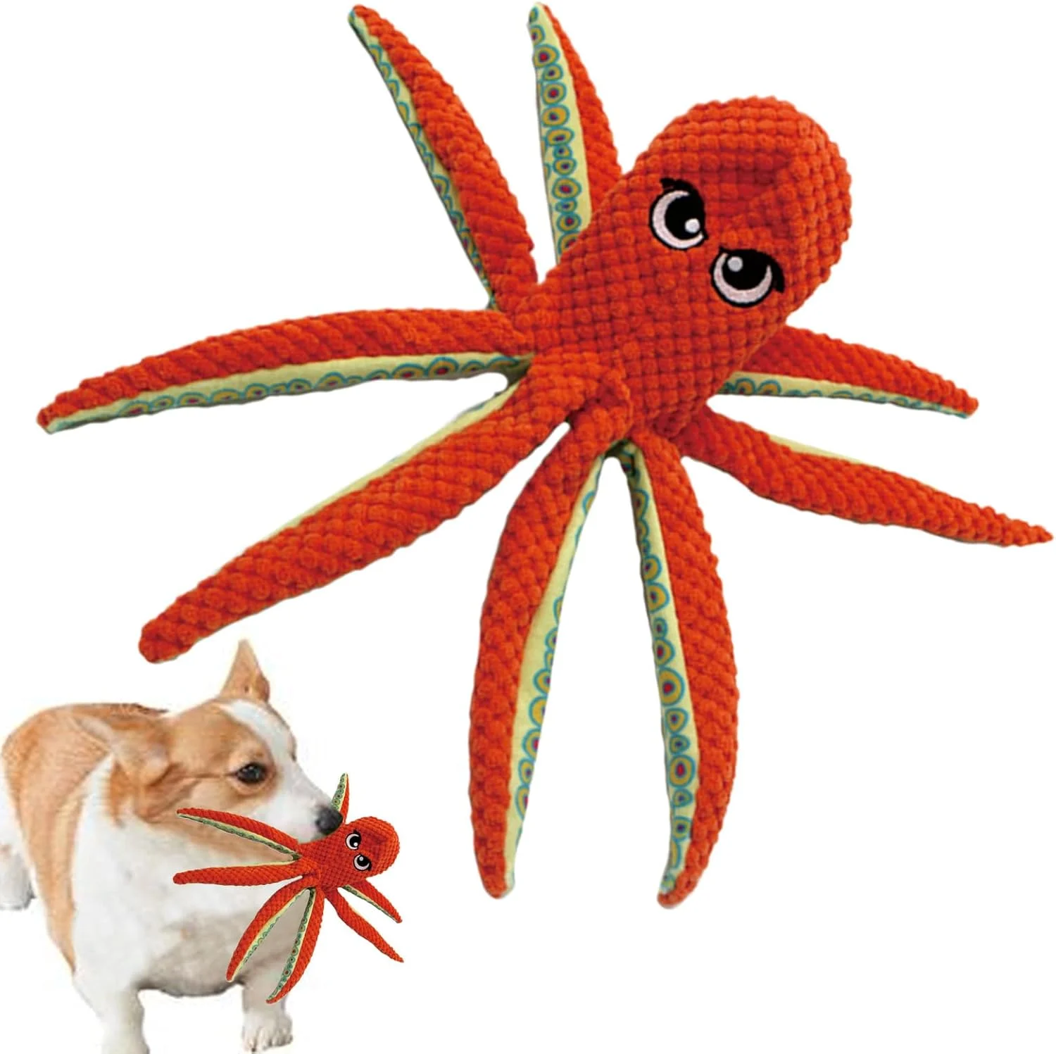 اسباب بازی سگ پولیشی صدادار | اسباب بازی حیوانات خانگی به شکل اختاپوس - عروسک دندان گیر توله سگ پر شده | برای تمرین کاهش استرس، کشیدن طناب، دندان درآوردن و جویدن تهاجمی