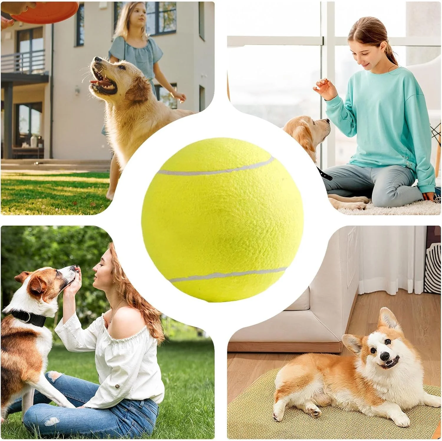 توپ های اسباب بازی برای سگ ها | لوازم حیوانات خانگی غول پیکر | توپ تمیز کننده دندان سگ - برای توله سگ های کوچک، متوسط و بزرگ، بازی در فضای داخلی و خارجی، غنی سازی، آوردن و پیاده روی