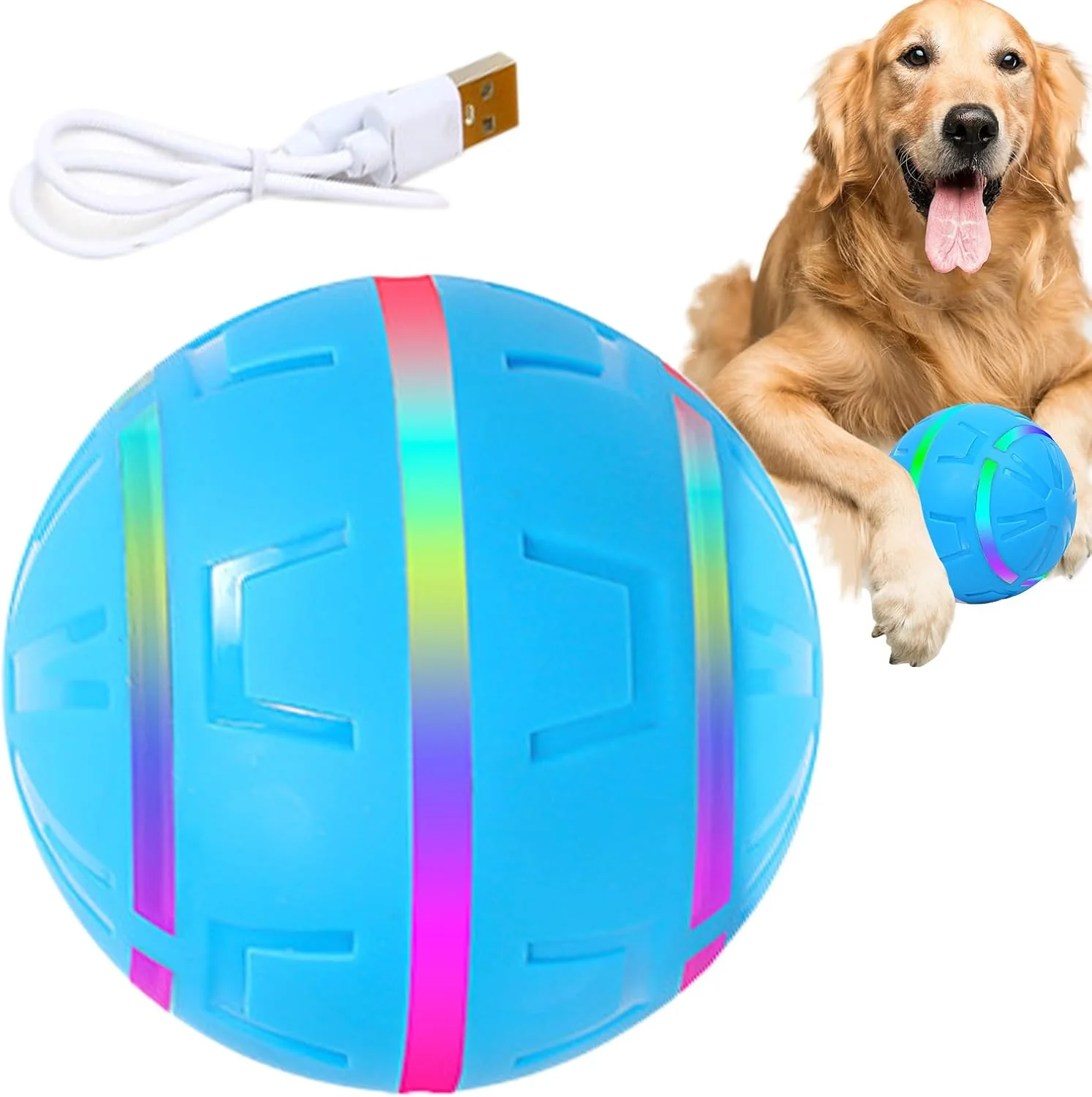 توپ تعاملی برای سگ ها | اسباب بازی های فعال غلتکی حیوانات خانگی | توپ اتوماتیک تعاملی سگ | برای نژادهای کوچک و بزرگ، جویدن تهاجمی، آموزش، تحریک، بازی در فضای داخلی و خارجی