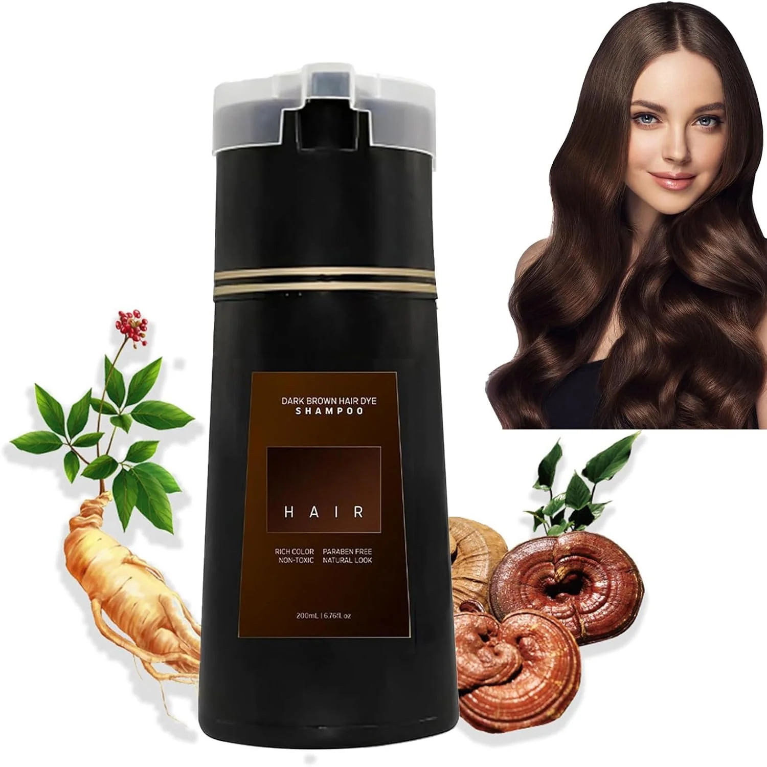 شامپو رنگ مو KOWVOWZ®، شامپو رنگ فوری مو، برای پوشش موهای سفید (قهوه ای تیره، 200 میلی لیتر) شامپو رنگ مو KOWVOWZ®، شامپو رنگ فوری مو، برای پوشش موهای سفید (قهوه ای تیره، 200 میلی لیتر)