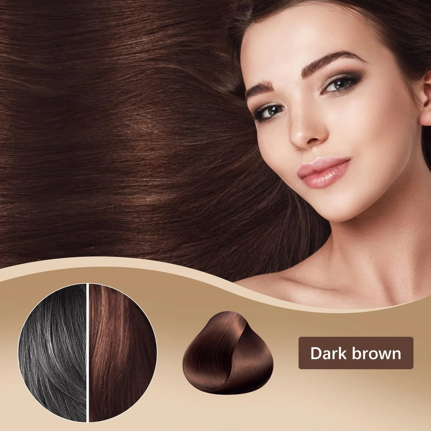 شامپو رنگ مو KOWVOWZ®، شامپو رنگ فوری مو، برای پوشش موهای سفید (قهوه ای تیره، 200 میلی لیتر) شامپو رنگ مو KOWVOWZ®، شامپو رنگ فوری مو، برای پوشش موهای سفید (قهوه ای تیره، 200 میلی لیتر)