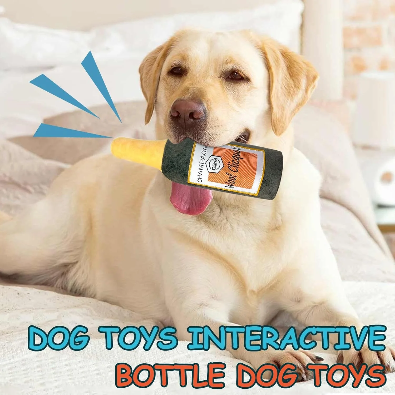 اسباب بازی های صدادار برای سگ ها - بازی خنده دار طرح بطری شراب | اسباب بازی های جویدنی پولیشی | برای آموزش توله سگ، رفع بی حوصلگی، جویدن در فضای داخلی و خارجی