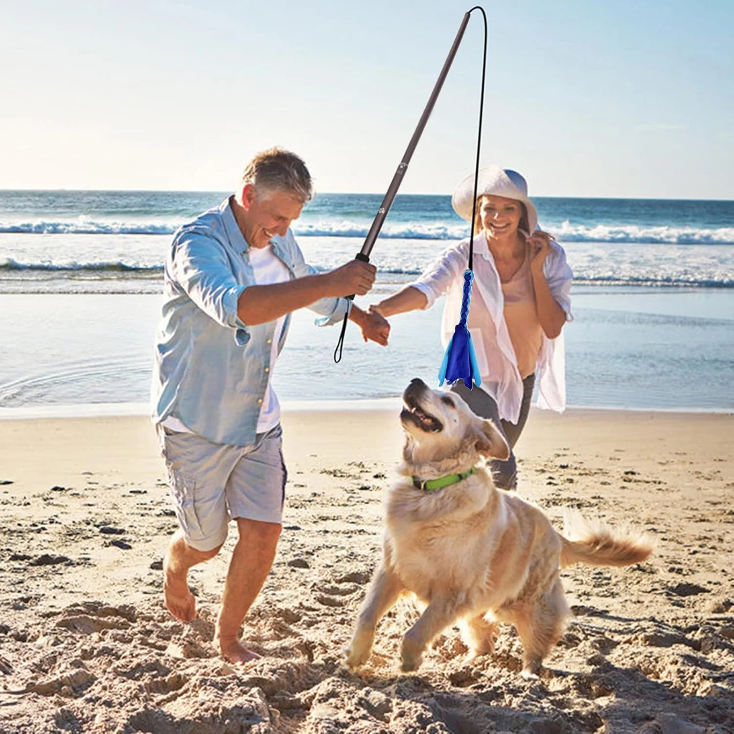 اسباب بازی میله لاس زنی تعاملی برای سگ ها - چوب بازی سگ با اسباب بازی جویدنی طعمه - فعالیت غنی سازی توله سگ قابل گسترش برای نژادهای کوچک، متوسط و بزرگ، ورزش در فضای باز