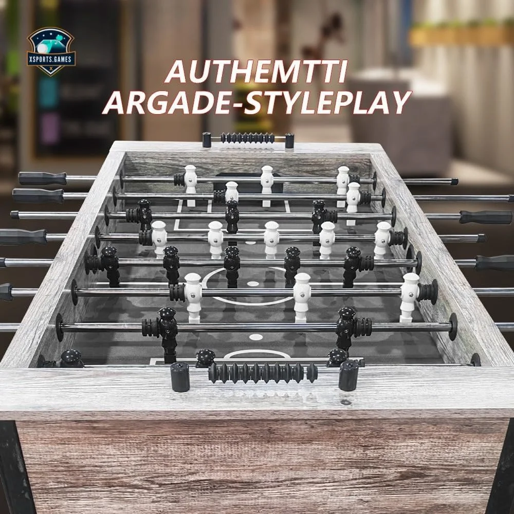 فوتبال دستی 55 اینچی X-Sports برای بزرگسالان - 140×76×88 سانتی متر، میز بازی فوتبال آرکید با 26 بازیکن و لوازم جانبی، طراحی چوبی مستحکم برای خانه، دفتر و باشگاه فوتبال دستی 55 اینچی X-Sports برای بزرگسالان - 140×76×88 سانتی متر، میز بازی فوتبال آرکید با 26 بازیکن و لوازم جانبی، طراحی چوبی مستحکم برای خانه، دفتر و باشگاه
