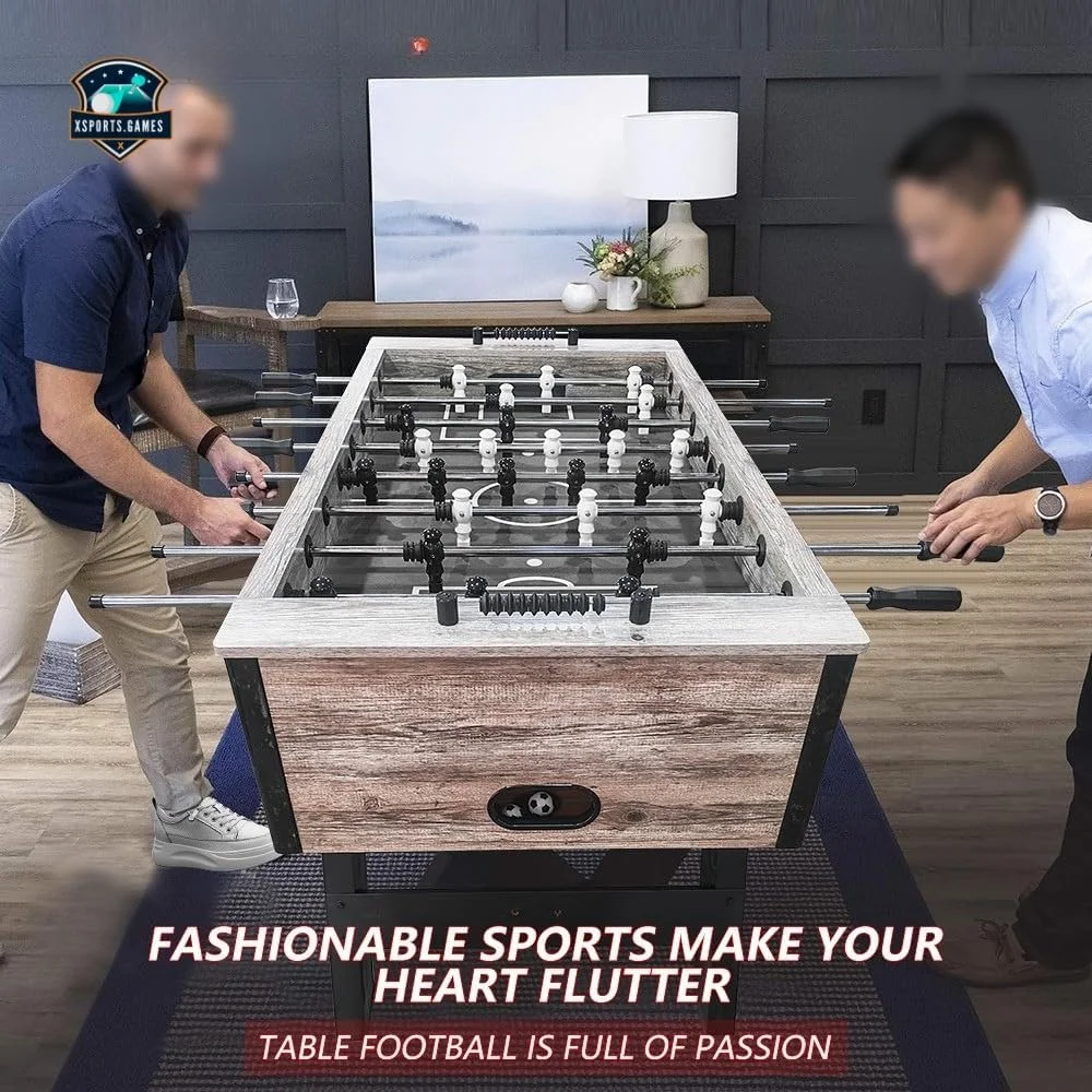 فوتبال دستی 55 اینچی X-Sports برای بزرگسالان - 140×76×88 سانتی متر، میز بازی فوتبال آرکید با 26 بازیکن و لوازم جانبی، طراحی چوبی مستحکم برای خانه، دفتر و باشگاه فوتبال دستی 55 اینچی X-Sports برای بزرگسالان - 140×76×88 سانتی متر، میز بازی فوتبال آرکید با 26 بازیکن و لوازم جانبی، طراحی چوبی مستحکم برای خانه، دفتر و باشگاه