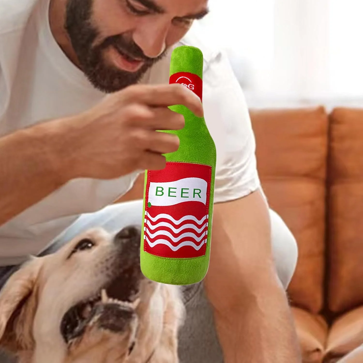 اسباب بازی سگ جیرجیر کننده | بازی تعاملی بطری شراب | اسباب بازی های جویدنی پولیشی، برای آموزش توله سگ، رفع بی حوصلگی، جویدن، غنی سازی جعبه در فضای داخلی و خارجی