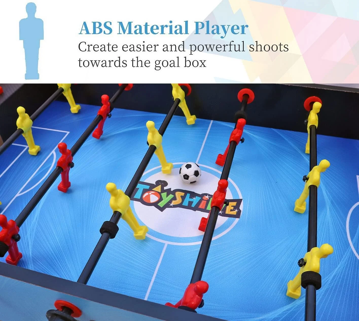 فوتبال دستی توی شاین، مینی فوتبال، بازی فوتبال رومیزی، 6 میله، ورزش سرپوشیده برای بزرگسالان و کودکان (پسران و دختران، چند رنگ، سایز متوسط، 26 اینچ)