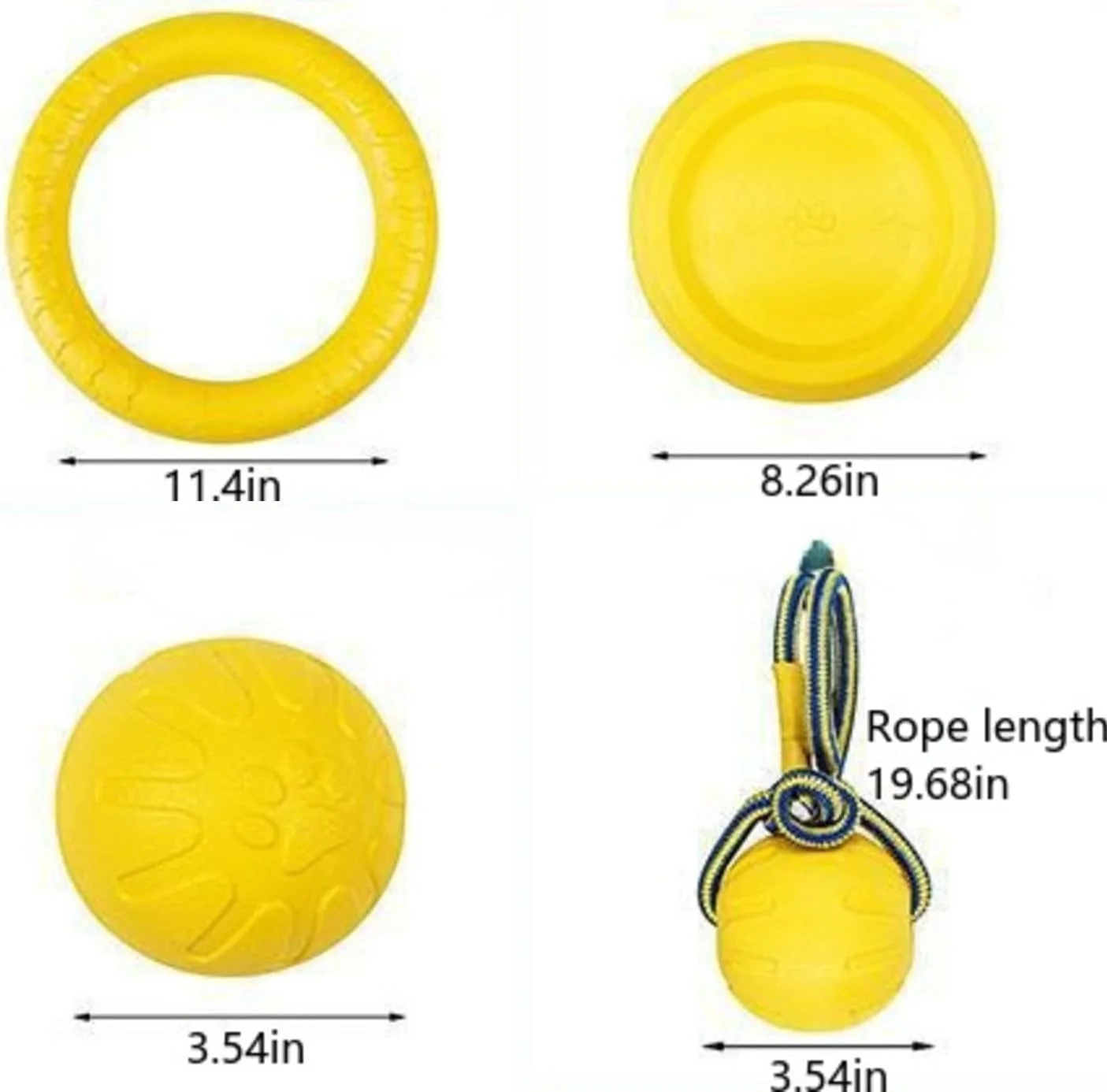 ست 4 عددی توپ سگ Delehehe، لبه های لاستیکی نرم، اسباب بازی جویدنی بادوام سگ، ورزش های فضای باز، اسباب بازی رالی شناور و ابزار بازی تعاملی فریزبی برای سگ های متوسط و بزرگ