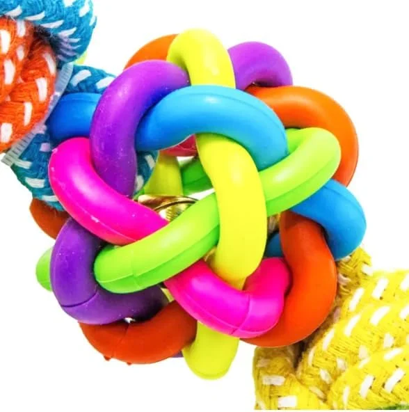 توپ گره ای طنابی رنگی بافته شده از جنس لاستیک برای سگ و گربه، اسباب بازی تعاملی آموزشی، توپ بازی تمیز کننده دندان، اسباب بازی بادوام برای حیوانات خانگی توپ گره ای طنابی رنگی بافته شده از جنس لاستیک برای سگ و گربه، اسباب بازی تعاملی آموزشی، توپ بازی تمیز کننده دندان، اسباب بازی بادوام برای حیوانات خانگی