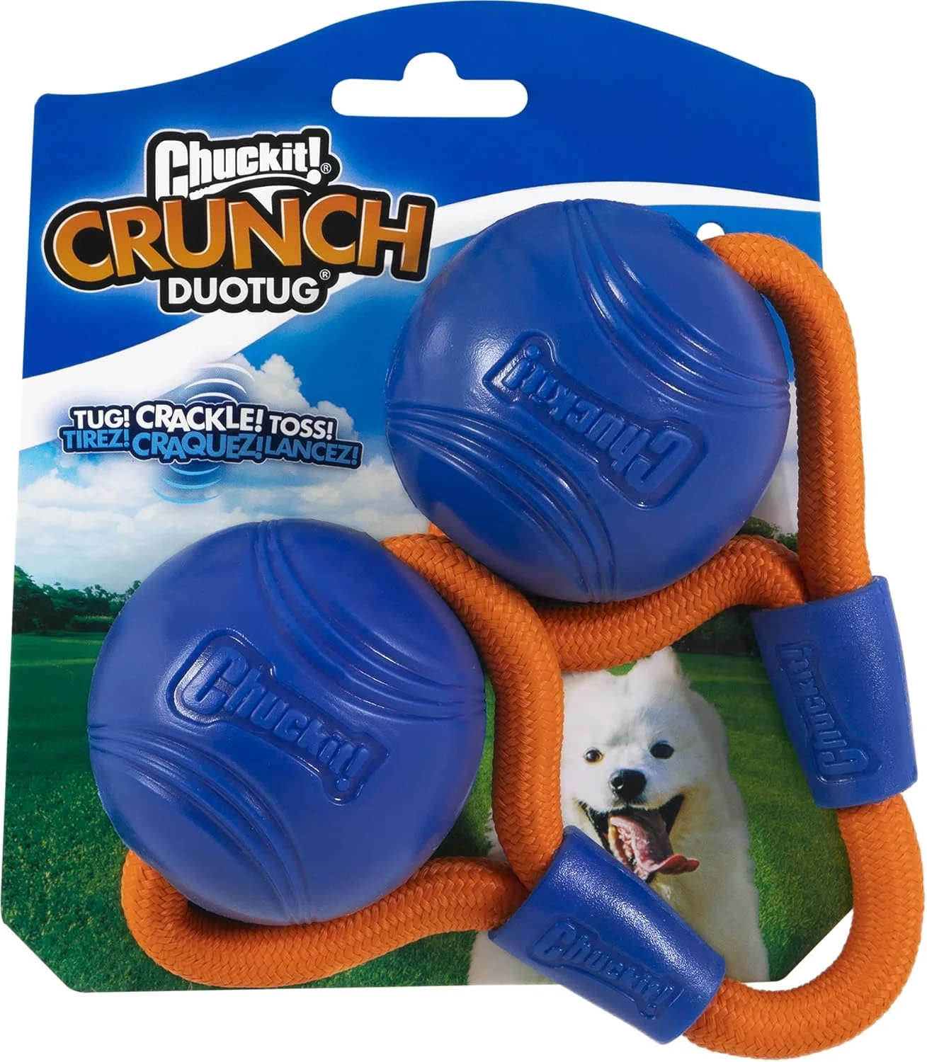 اسباب بازی توپ صدا دار سگ چاک ایت! مدل Crunch Ball، سایز متوسط، Duo Tug