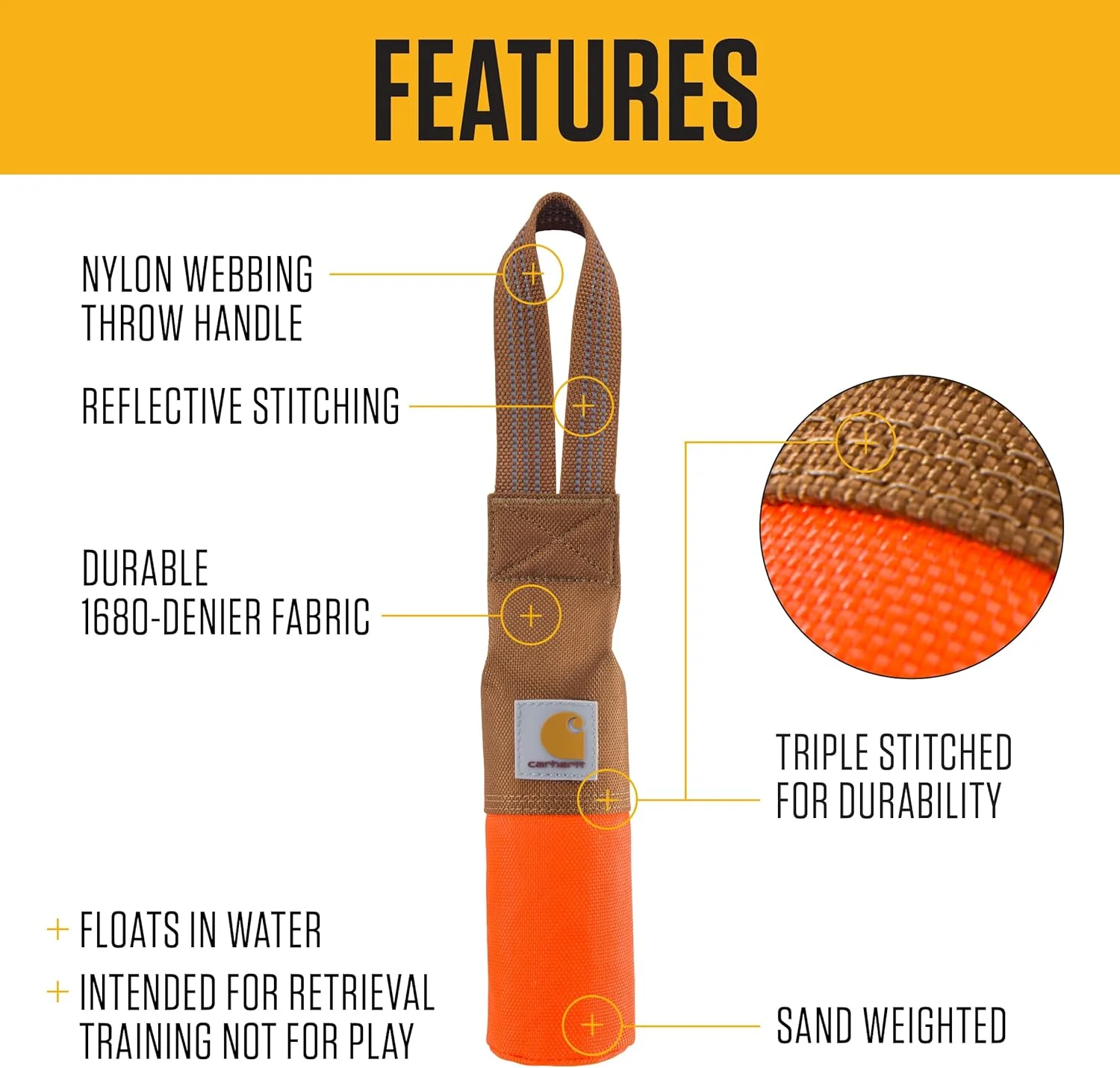 اسباب بازی های حیوانات خانگی Carhartt، مناسب آموزش، پرتاب و جویدن