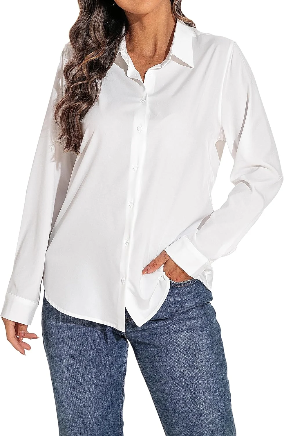 پیراهن آستین بلند دکمه دار زنانه GUANYY - همه کاره و کلاسیک برای تمام مناسبت ها