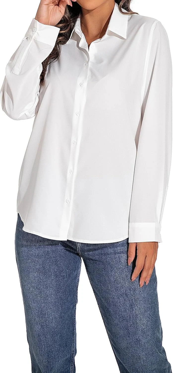 پیراهن آستین بلند دکمه دار زنانه GUANYY - همه کاره و کلاسیک برای تمام مناسبت ها