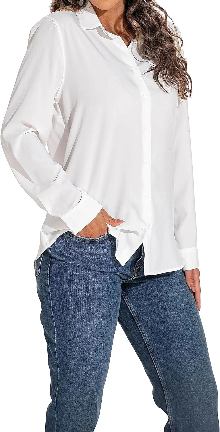 پیراهن آستین بلند دکمه دار زنانه GUANYY - همه کاره و کلاسیک برای تمام مناسبت ها