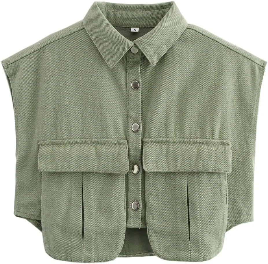 گراتورینا تاپ جین زنانه دکمه دار آستین حلقه ای مدل Y2k