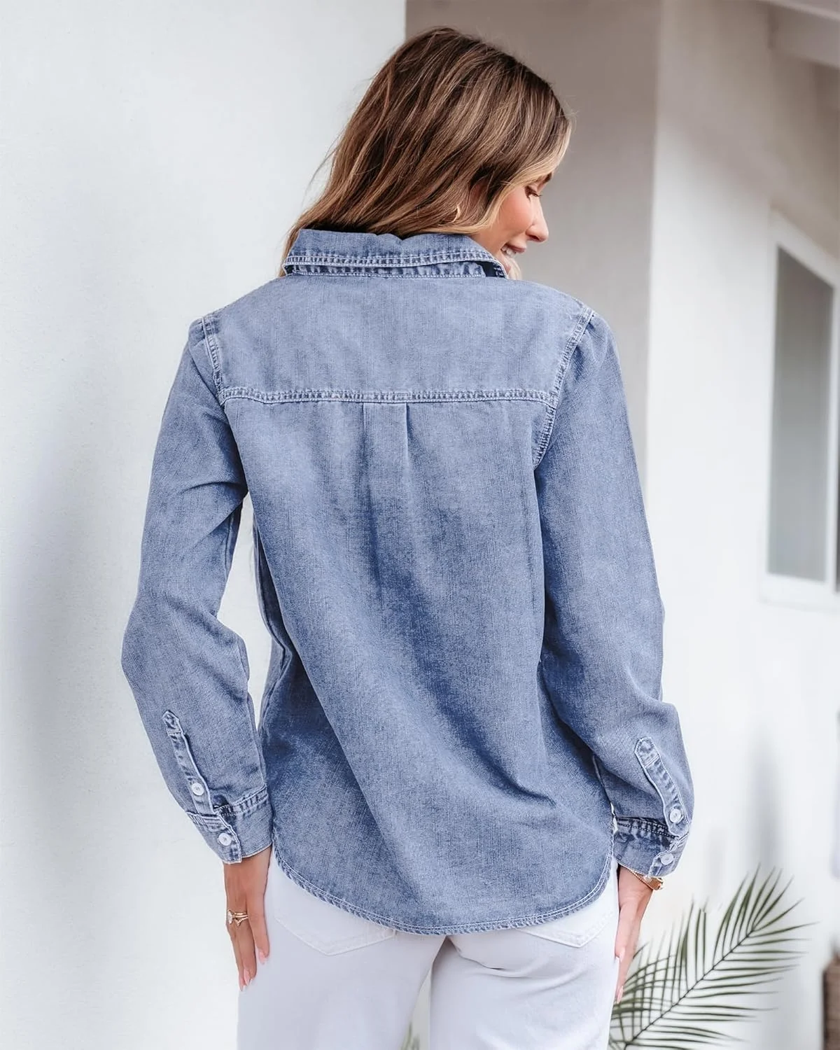 پیراهن زنانه جین دکمه دار GRAPENT آستین بلند سبک وزن مدل غربی تک جیب