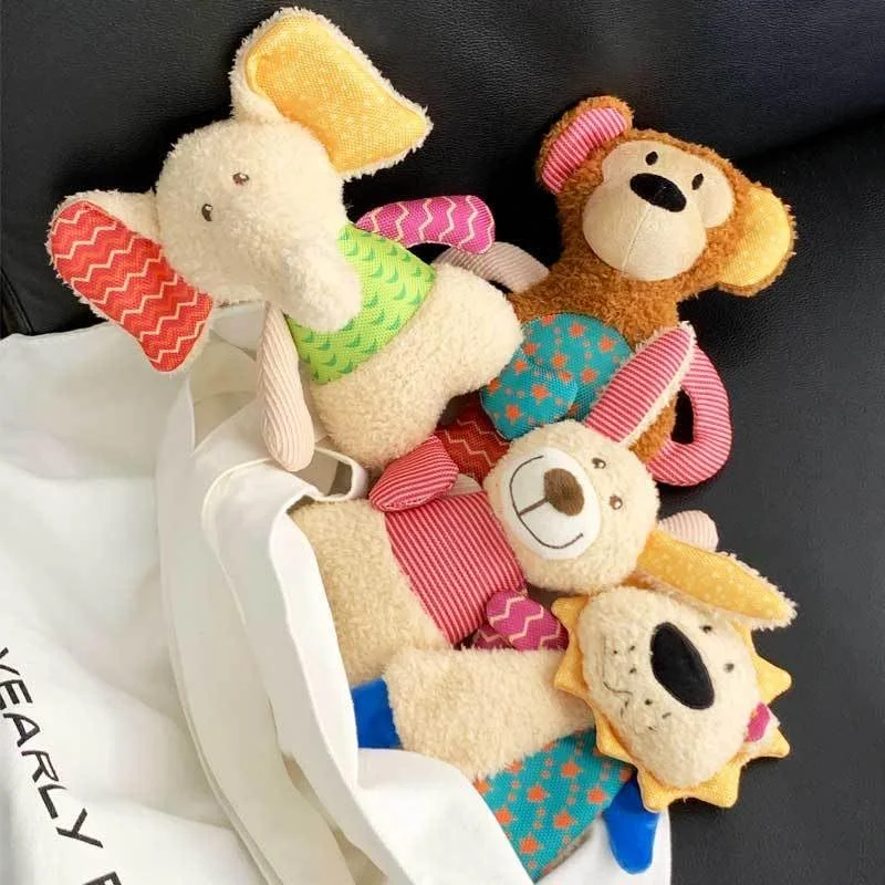 اسباب بازی های جیرجیر کننده حیوانات خانگی BT Bear، اسباب بازی های جویدنی سگ مخمل دار، اسباب بازی های جیرجیر کننده آموزشی زیبا برای گربه ها، توله سگ ها، سگ های کوچک، متوسط و بزرگ، خرگوش رنگی