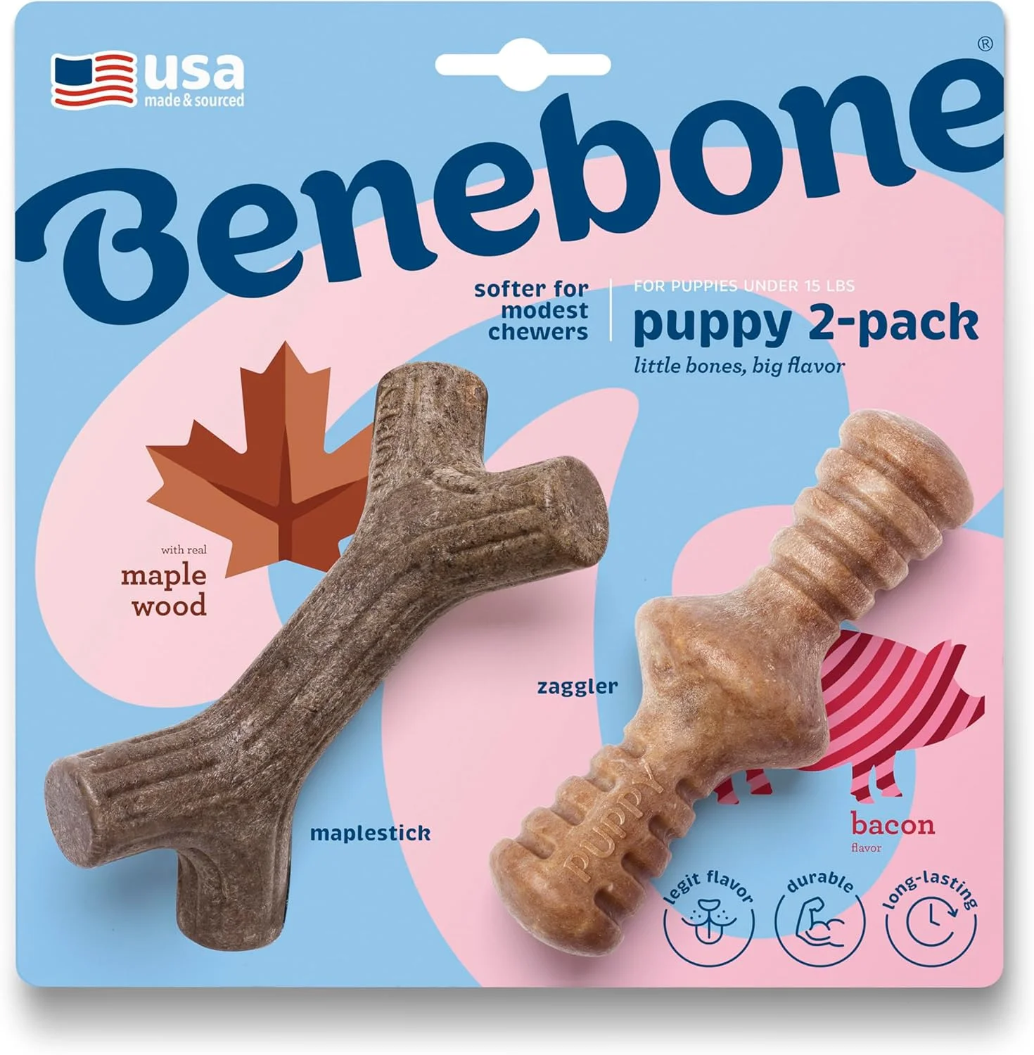 بسته سگ های کوچک Benebone مدل Maple Stick و Zaggler با طعم بیکن