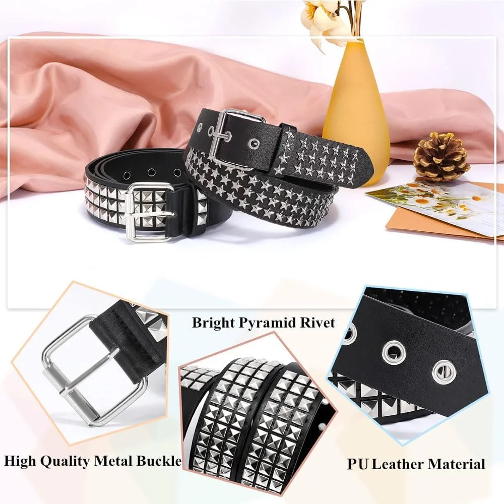 کمربند میخ پرچ پانک Goodern برای زنان، کمربند کمر پرچ چرمی PU مد روز با سگک فلزی، کمربند پانک راک فلزی 3 ردیفه با حلقه قابل تنظیم کمربند چهارخانه گل میخ دار روشن یونیسکس برای لباس جین-A کمربند میخ پرچ پانک Goodern برای زنان، کمربند کمر پرچ چرمی PU مد روز با سگک فلزی، کمربند پانک راک فلزی 3 ردیفه با حلقه قابل تنظیم کمربند چهارخانه گل میخ دار روشن یونیسکس برای لباس جین-A