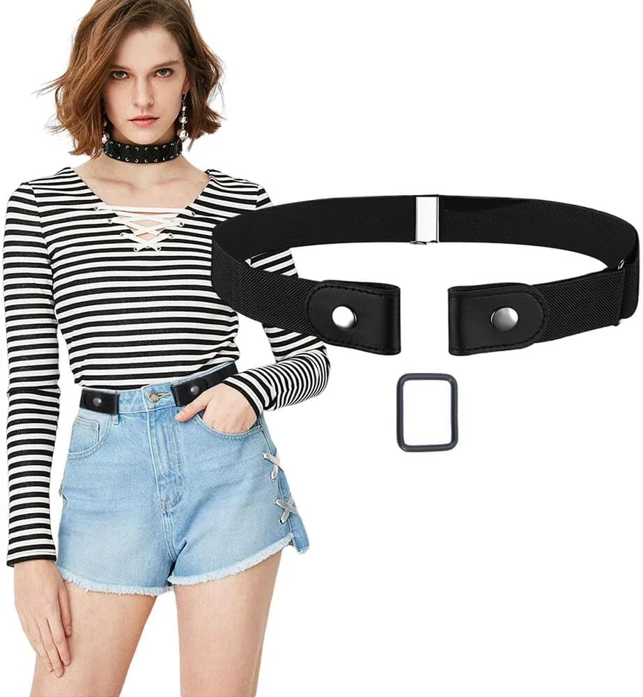 کمربند کشی بدون سگک Goodern، کمربند الاستیک نامرئی قابل تنظیم، کمربند چرمی PU تنبل با سوراخ های دوبل الاستیک برای شلوار جین، دامن، مردان و زنان - مشکی کمربند کشی بدون سگک Goodern، کمربند الاستیک نامرئی قابل تنظیم، کمربند چرمی PU تنبل با سوراخ های دوبل الاستیک برای شلوار جین، دامن، مردان و زنان - مشکی