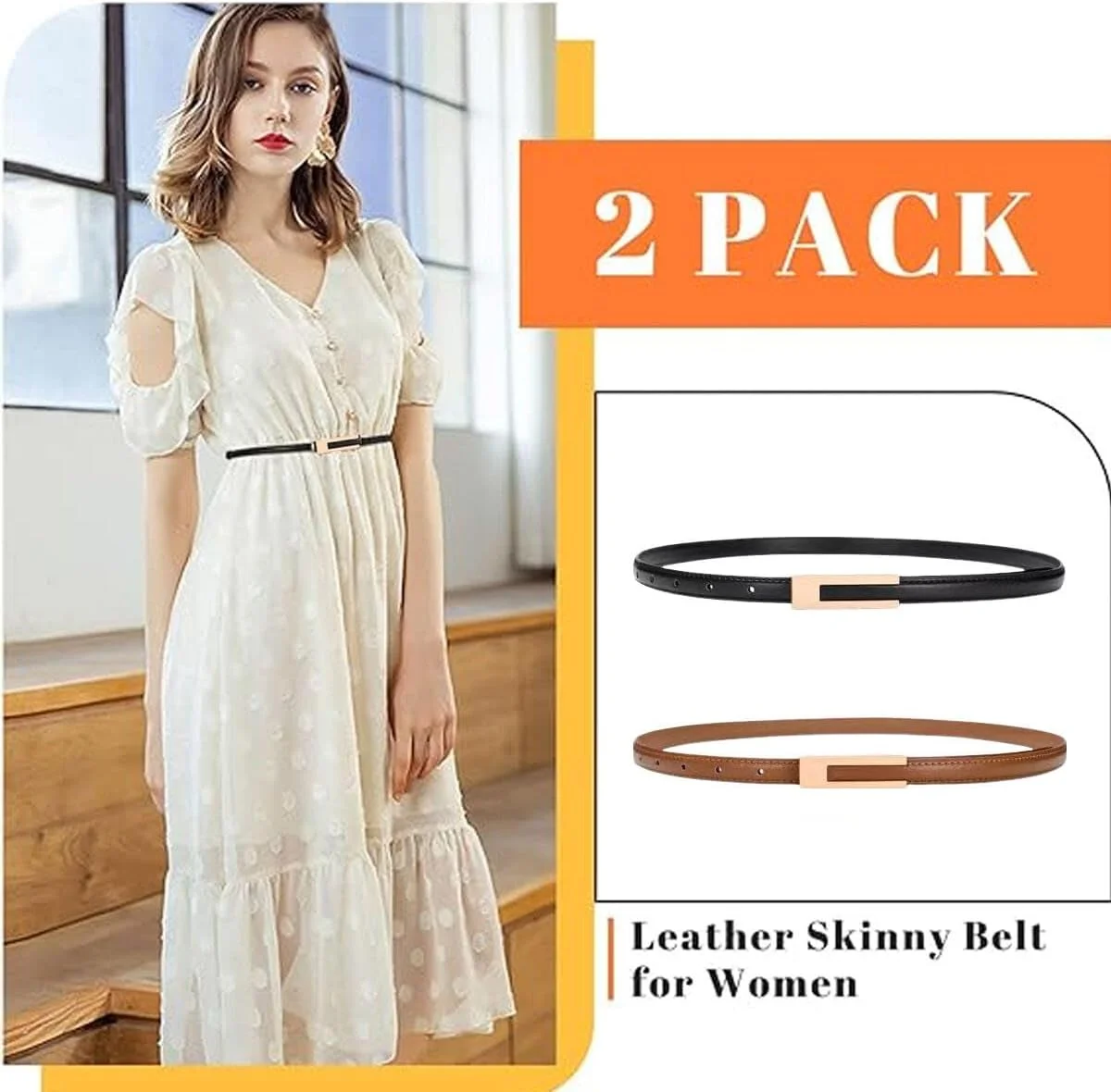 گودرن بسته 2 عددی کمربند زنانه، کمربند باریک زنانه طرح رترو و وینتیج مناسب برای لباس و شلوار جین، کمربند باریک سگک دار، کمربند باریک چرمی PU قابل تنظیم گودرن بسته 2 عددی کمربند زنانه، کمربند باریک زنانه طرح رترو و وینتیج مناسب برای لباس و شلوار جین، کمربند باریک سگک دار، کمربند باریک چرمی PU قابل تنظیم