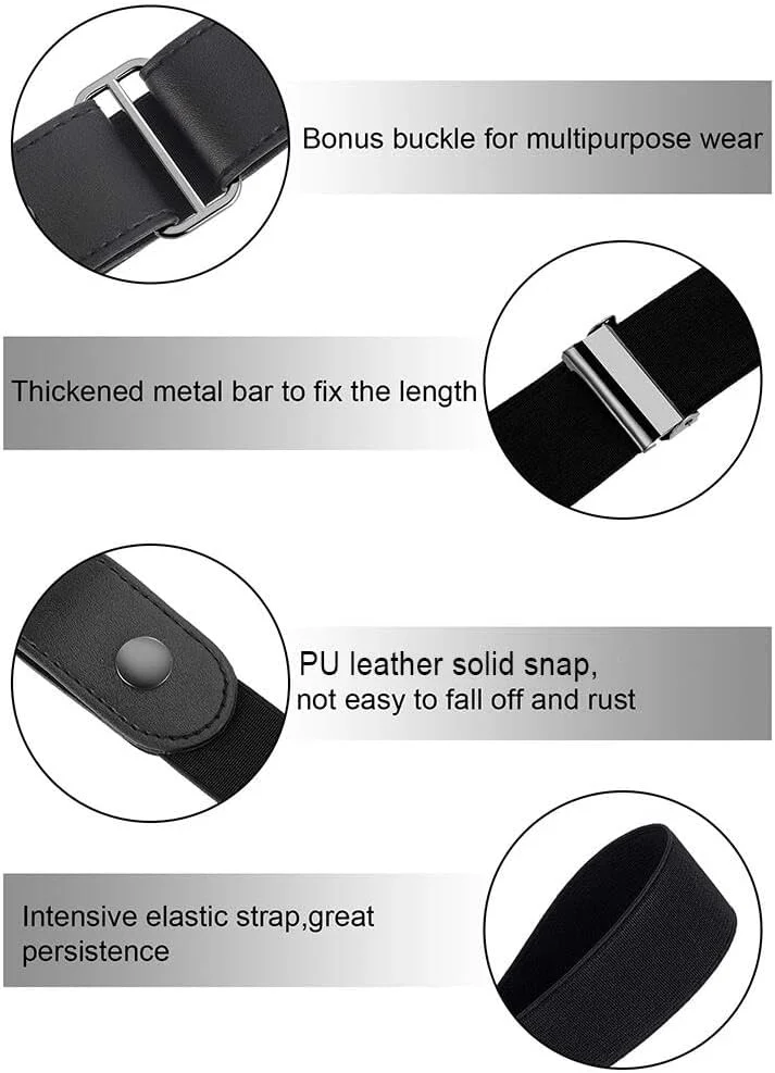 کمربند کشی بدون سگک Goodern، کمربند الاستیک نامرئی قابل تنظیم، کمربند چرمی PU تنبل با سوراخ های دوبل الاستیک برای شلوار جین، دامن، مردان و زنان - مشکی کمربند کشی بدون سگک Goodern، کمربند الاستیک نامرئی قابل تنظیم، کمربند چرمی PU تنبل با سوراخ های دوبل الاستیک برای شلوار جین، دامن، مردان و زنان - مشکی