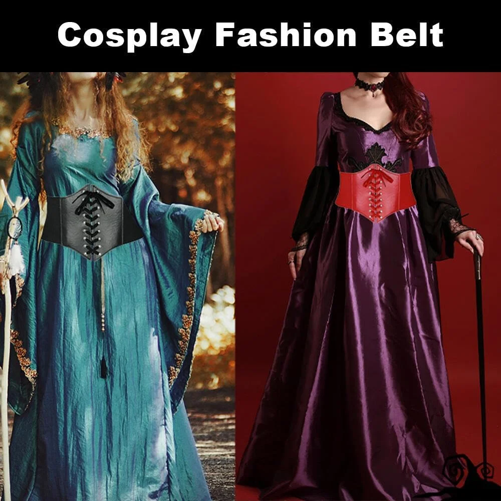 کمربند کرست زنانه Goodern، کمربند پهن الاستیک چرمی PU، کمربند باریک توری یکپارچهسازی با طعم و مزه برای لباس - قهوه ای