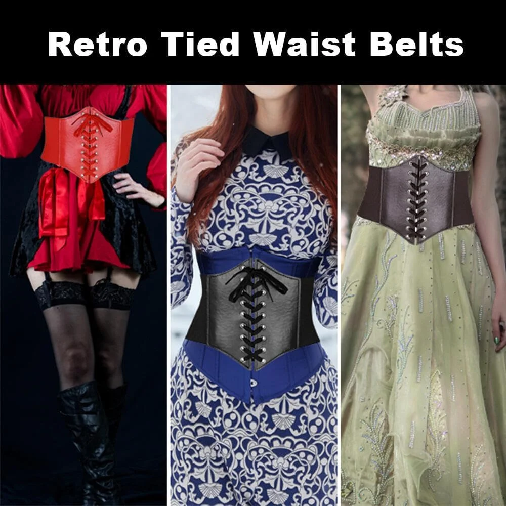 کمربند کرست زنانه Goodern، کمربند پهن الاستیک چرمی PU، کمربند باریک توری یکپارچهسازی با طعم و مزه برای لباس - قهوه ای