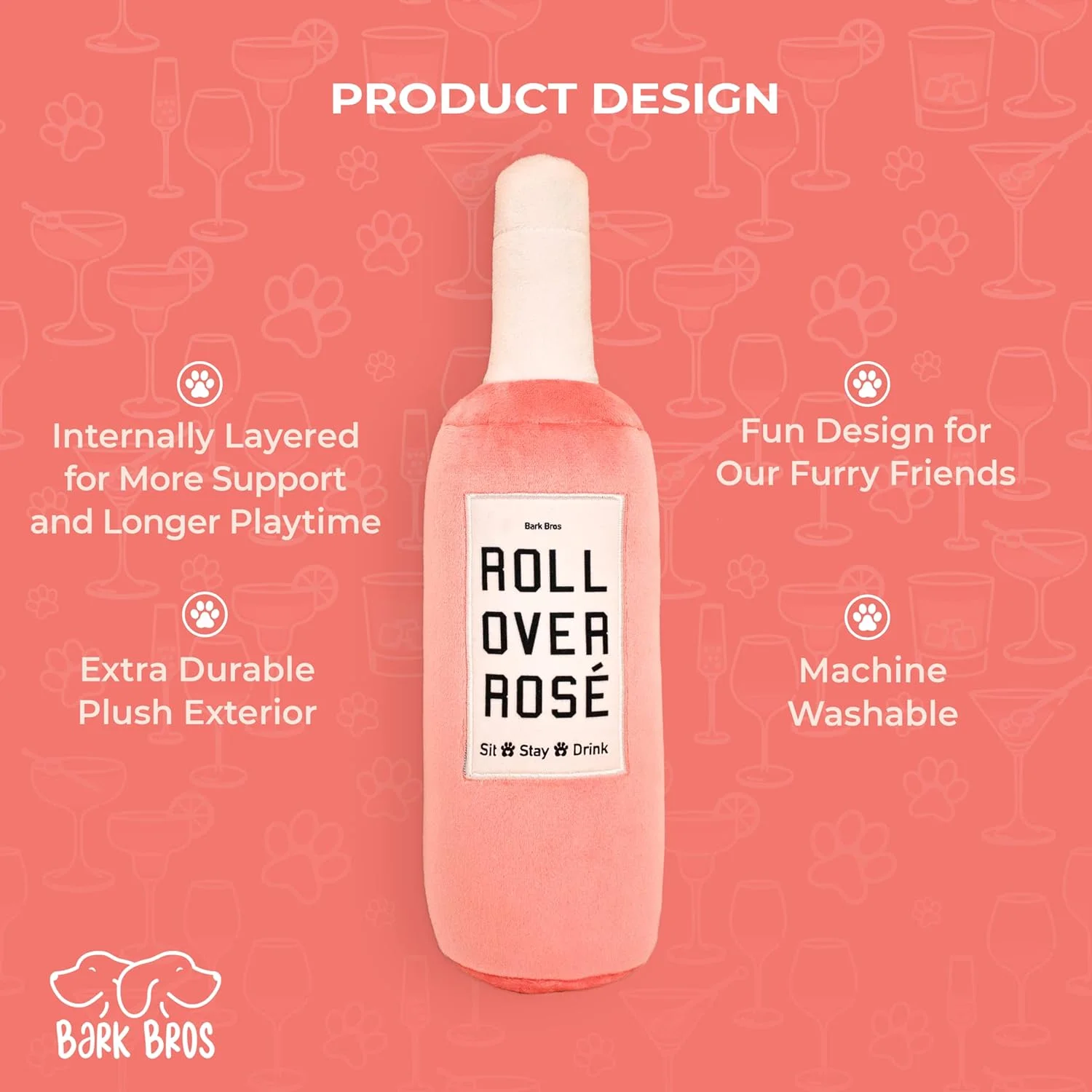 Bark Bros - اسباب بازی سگ بطری شراب رُز - اسباب بازی های سگ خنده دار پولیشی و صدادار - اسباب بازی سگ رُز - اسباب بازی سگ الکلی - اسباب بازی تولد سگ - اسباب بازی های سگ زیبا - هدایای سگ - هدایای توله سگ - اسباب بازی سگ پسر/دختر (کوچک/متوسط) Bark Bros - اسباب بازی سگ بطری شراب رُز - اسباب بازی های سگ خنده دار پولیشی و صدادار - اسباب بازی سگ رُز - اسباب بازی سگ الکلی - اسباب بازی تولد سگ - اسباب بازی های سگ زیبا - هدایای سگ - هدایای توله سگ - اسباب بازی سگ پسر/دختر (کوچک/متوسط)
