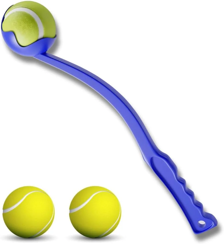 پرتابگر توپ برای سگ ها - مجموعه اسباب بازی سگ با 3 توپ، آبی، 36 سانتی متر طول. کاربردی و بهداشتی. تیرکمان توپ برای سگ ها - اسباب بازی پرتابی برای آوردن و پرتاب آسان توپ (کوچک) پرتابگر توپ برای سگ ها - مجموعه اسباب بازی سگ با 3 توپ، آبی، 36 سانتی متر طول. کاربردی و بهداشتی. تیرکمان توپ برای سگ ها - اسباب بازی پرتابی برای آوردن و پرتاب آسان توپ (کوچک)