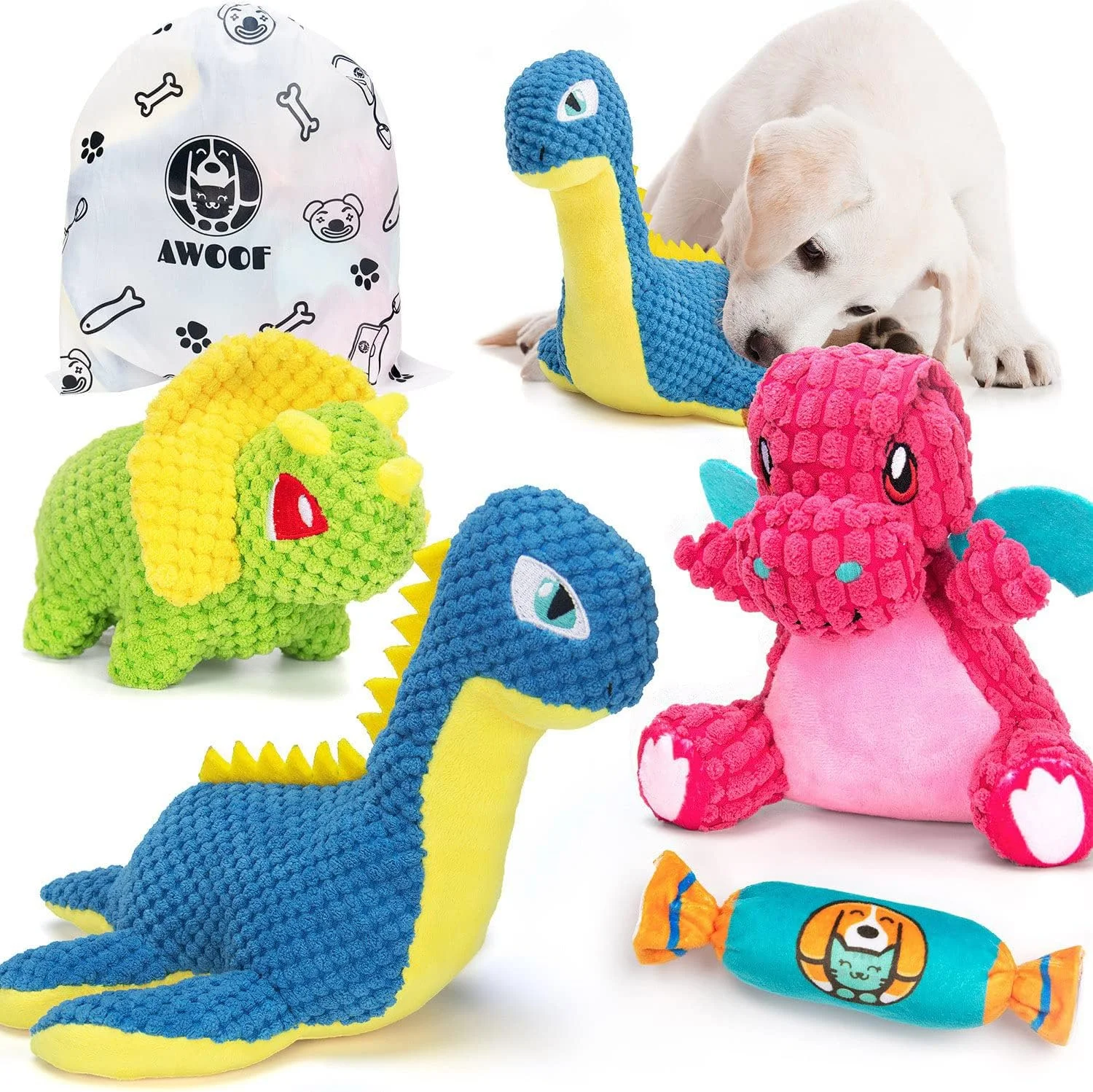 مجموعه 4 عددی اسباب بازی سگ پولیشی جیغ دار AWOOF، اسباب بازی های توله سگ حیوانات عروسکی زیبا با صدای جیر جیر و کیف سازماندهی، جویدنی برای سگ های کوچک متوسط بزرگ مجموعه 4 عددی اسباب بازی سگ پولیشی جیغ دار AWOOF، اسباب بازی های توله سگ حیوانات عروسکی زیبا با صدای جیر جیر و کیف سازماندهی، جویدنی برای سگ های کوچک متوسط بزرگ