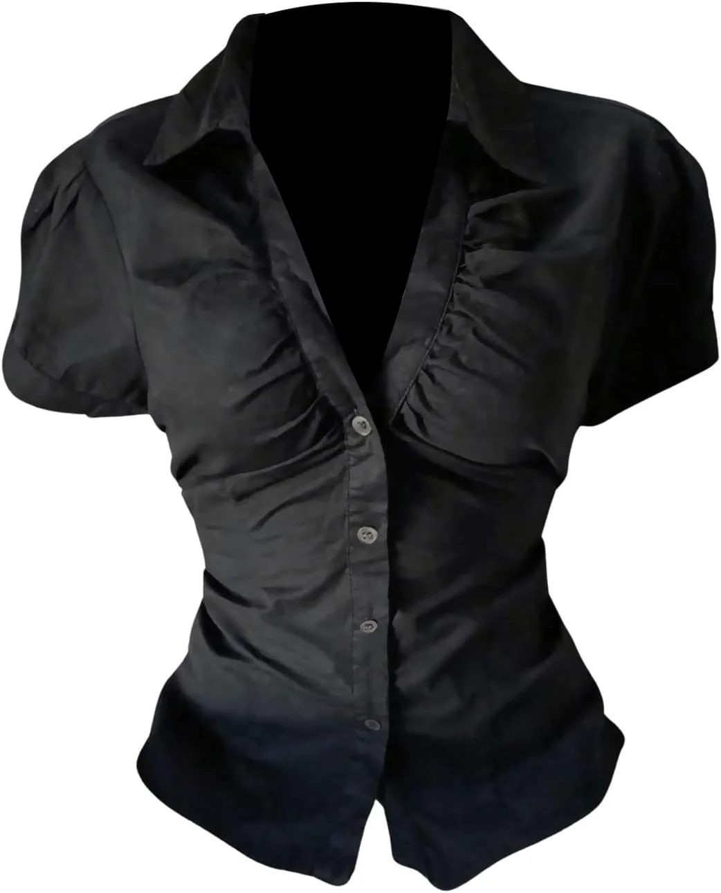 بلوز زنانه GORGLITTER یقه هفت دکمه دار آستین پفی