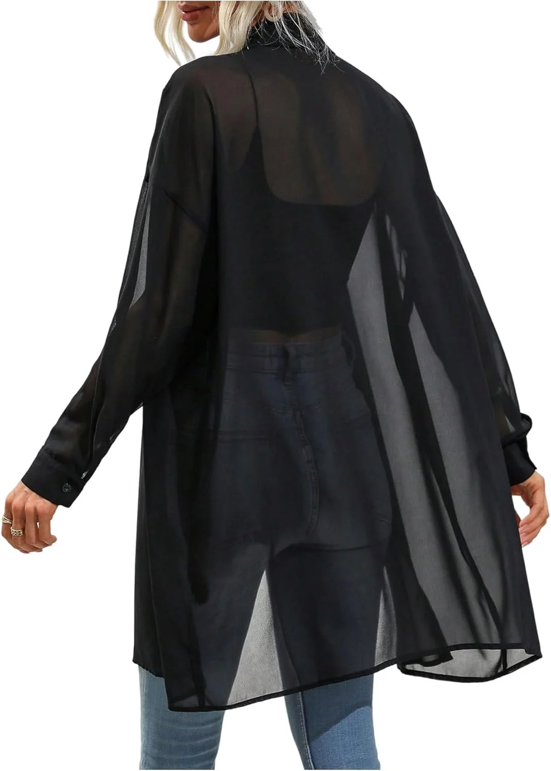 پیراهن های بلند زنانه GORGLITTER، دکمه دار، یقه دار، آستین بلند، بلوزهای غیر رسمی گشاد