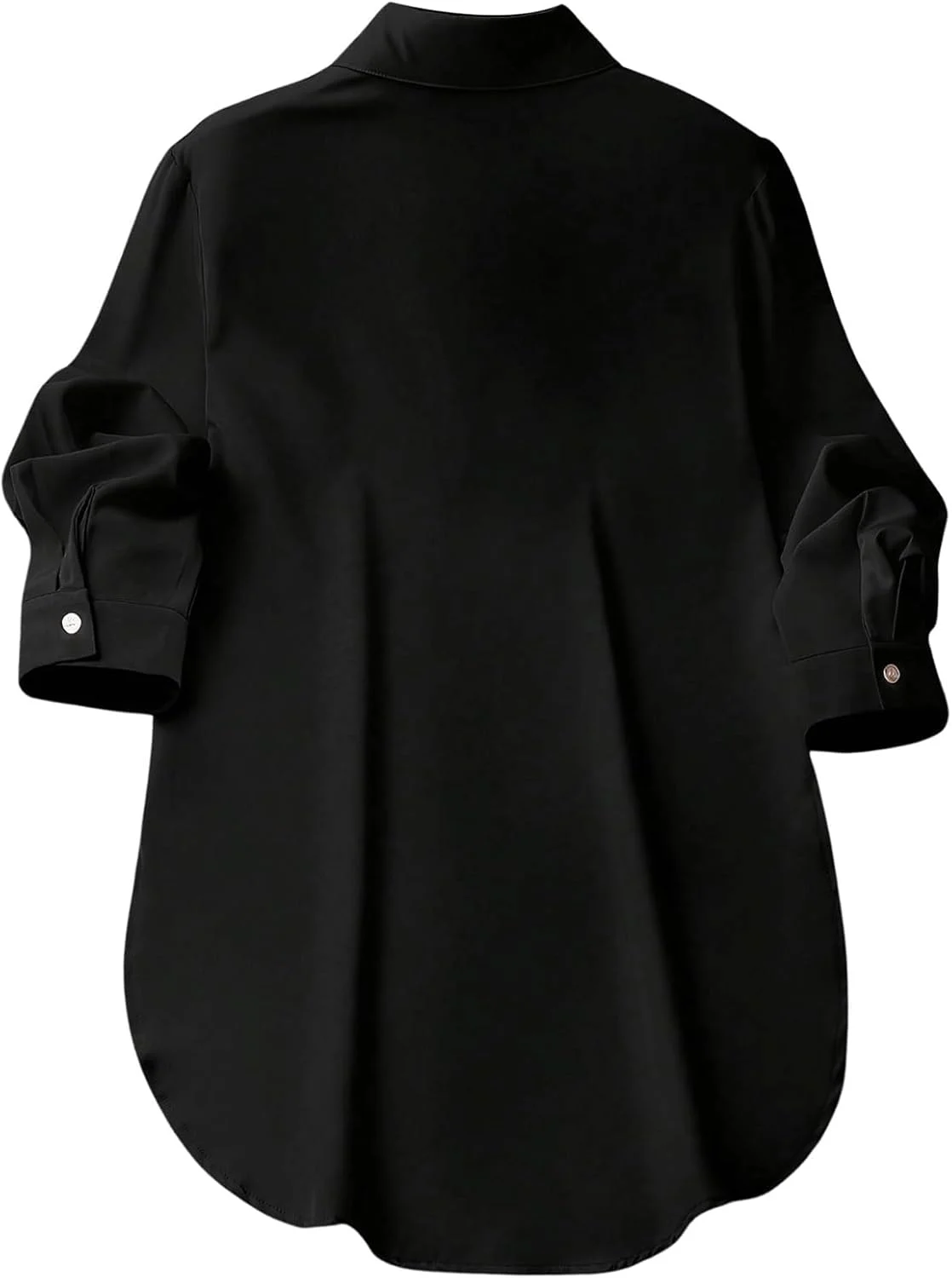 بلوز زنانه گورگلیتر دکمه دار نامتقارن یقه دار آستین بلند گشاد