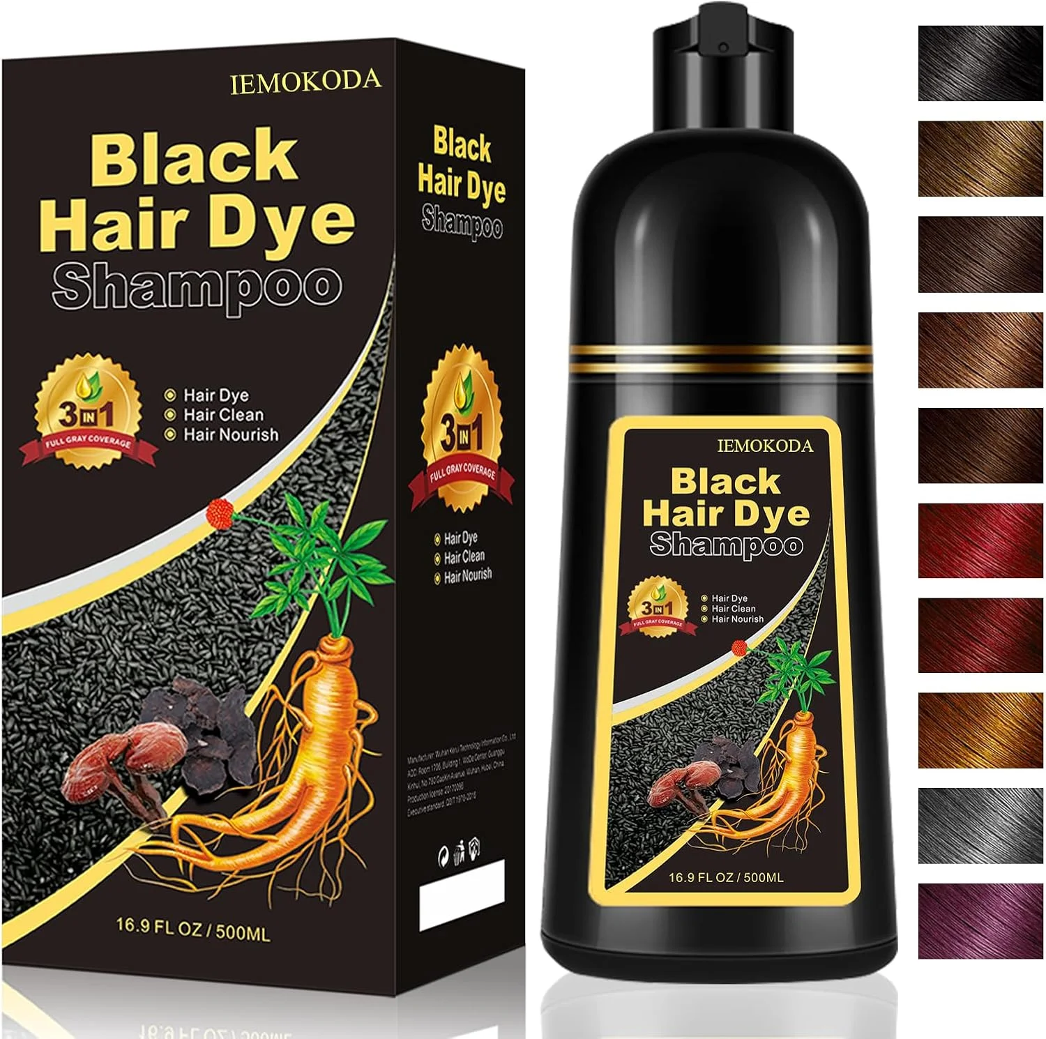 شامپو رنگ موی مشکی فوری ایموکودا 3 در 1، پوشش 100% موهای سفید، رنگ موی مشکی جادویی در 15 دقیقه برای انواع مو، رنگ موی طبیعی برای زنان و مردان، نرم کننده رنگ دهنده مو، استفاده آسان شامپو رنگ موی مشکی فوری ایموکودا 3 در 1، پوشش 100% موهای سفید، رنگ موی مشکی جادویی در 15 دقیقه برای انواع مو، رنگ موی طبیعی برای زنان و مردان، نرم کننده رنگ دهنده مو، استفاده آسان