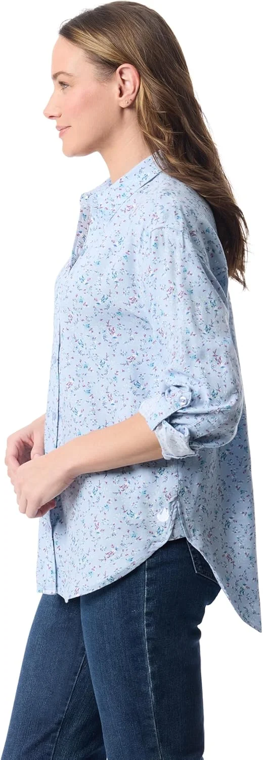 پیراهن زنانه دکمه دار بزرگ سایز آماندا گلوریا وندربیلت با آستین های جمع شو