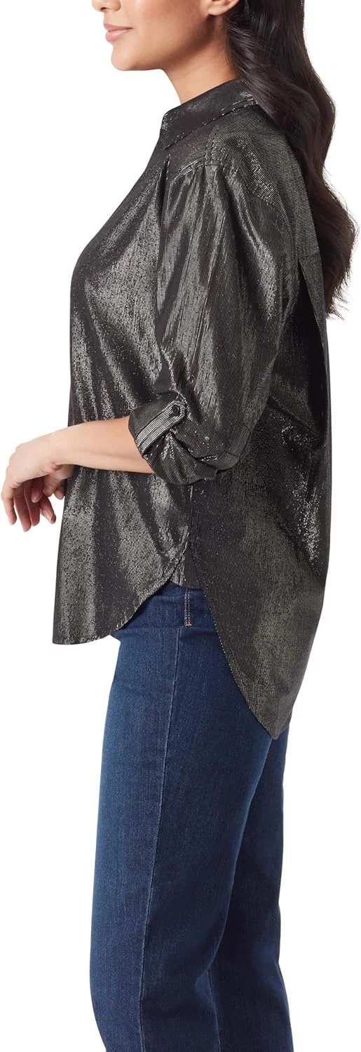 پیراهن زنانه گلوریا وندربیلت مدل Amanda دکمه دار با آستین های جمع شو