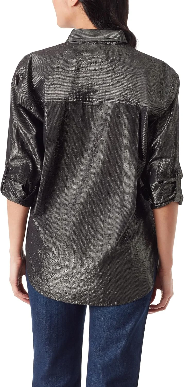 پیراهن زنانه گلوریا وندربیلت مدل Amanda دکمه دار با آستین های جمع شو