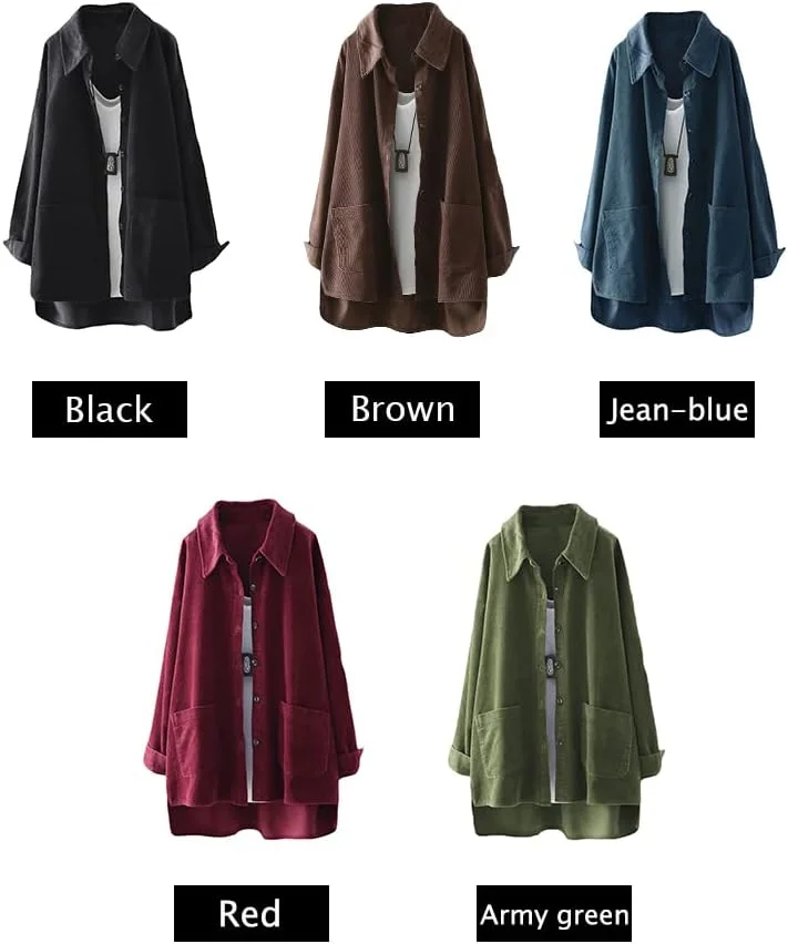 کت پیراهن زنانه کبریتی FTCayanz، کت آستین بلند غیر رسمی، دکمه دار، لباس بیرونی