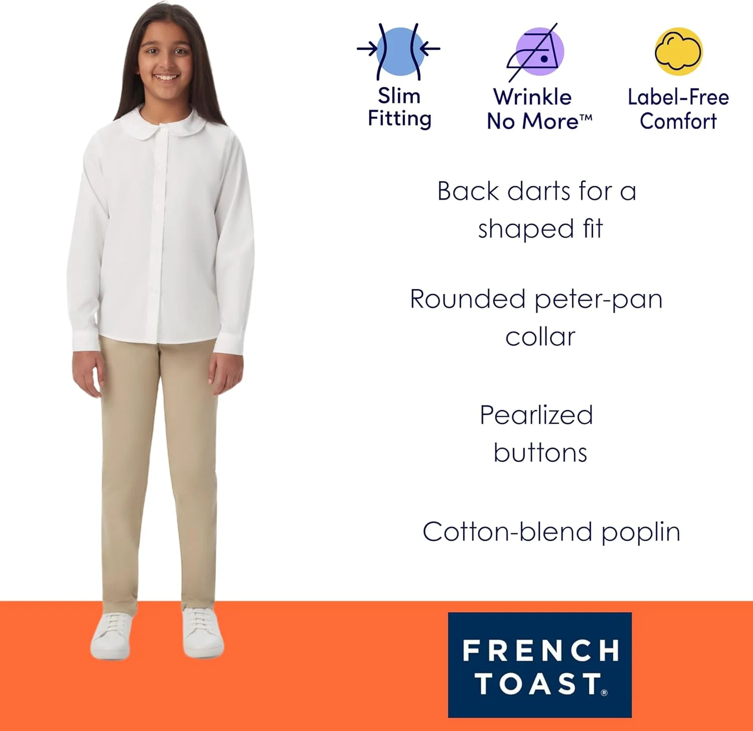 بلوز بافتنی آستین بلند دخترانه فرنچ تست با یقه پیتر پن (استاندارد و پلاس) بلوز