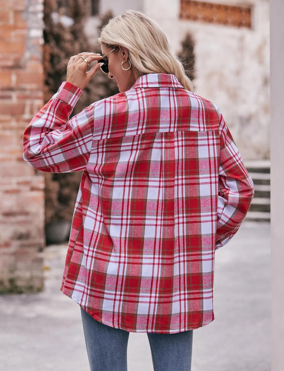 FEOYA پیراهن چهارخانه زنانه، پیراهن آستین بلند کلاسیک، پیراهن چهارخانه غیر رسمی، بلوز دکمه دار، تاپ، پیراهن های تارتان، پیراهن آستین بلند رنگی با جیب