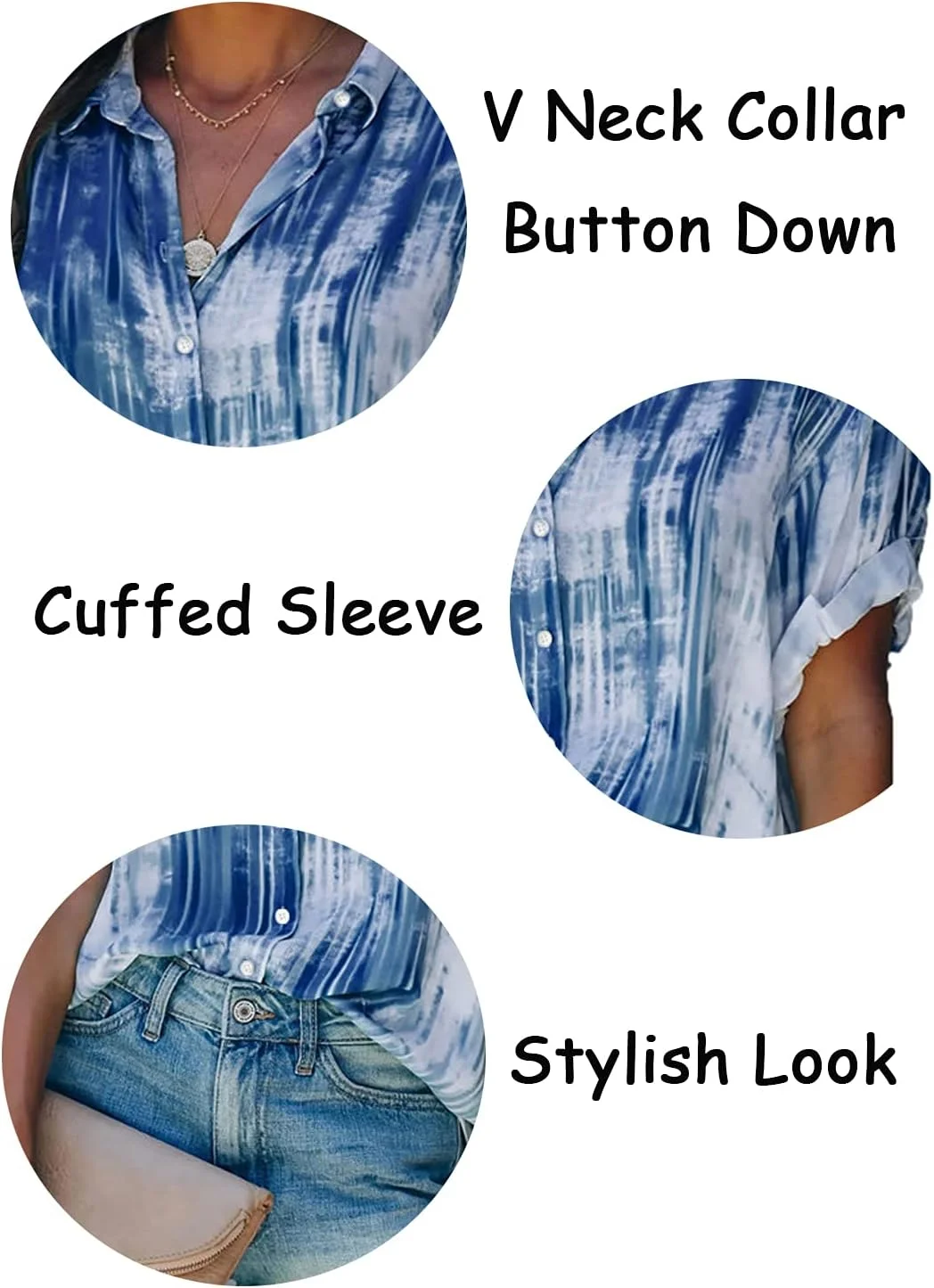 پیراهن های دکمه دار تابستانی Epoleatries زنانه، بلوزهای سایز بزرگ، تاپ های گشاد و غیر رسمی (آبی، XXXL)