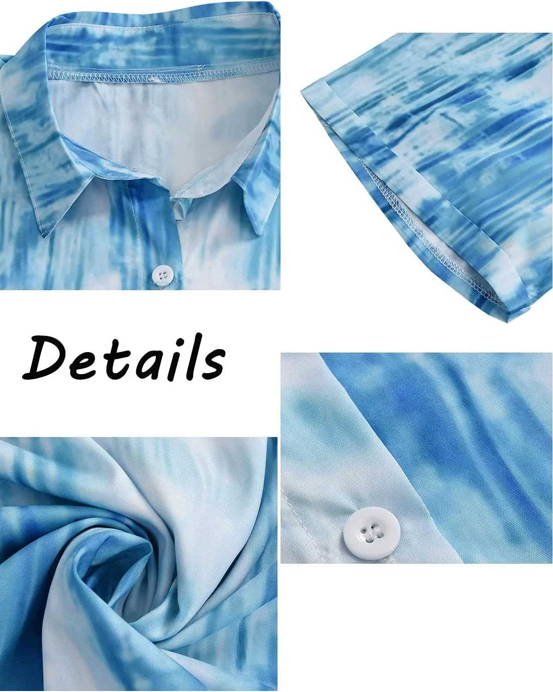 پیراهن های دکمه دار تابستانی Epoleatries زنانه، بلوزهای سایز بزرگ، تاپ های گشاد و غیر رسمی (آبی، XXXL)