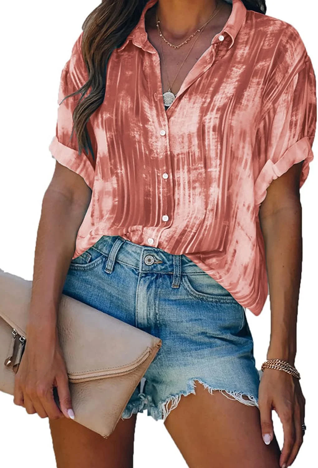 پیراهن های دکمه دار تابستانی Epoleatries زنانه، سایز بزرگ، بلوزهای گشاد و تاپ های غیر رسمی (شرابی، XXXL)